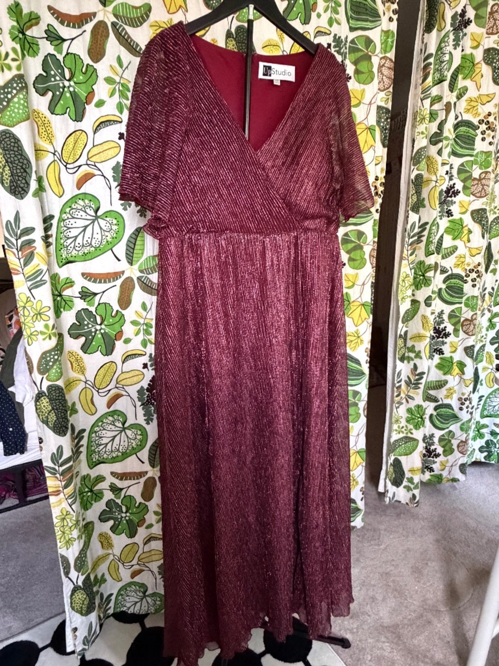 UpStudio Metallic Burgundy Wrap Maxi Dress Size 16